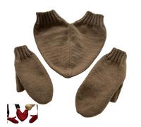 Générique 3PCS Couple Hand Holding Knit Gloves Set,Couple Holding Hands Heart Knit Gloves Set,Winter Warm Full Finger Knitted Mittens for Cold Weather