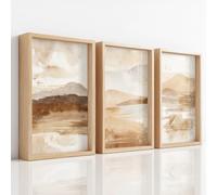 Générique 3Pcs Impression Sur Toile, Abstrait Naturel Tableau Decoration Murale, Montagne Lac Brun Terre Affiche Peintures Pour Salon Chambre Bureau Decor 20 x 30 cm