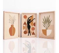 Générique 3Pcs Impression Sur Toile, Bohème Minimaliste Tableau Decoration Murale, Vase Botanique Silhouette Affiche Peintures Pour Salon Chambre Bureau Decor 42 x 59.4 cm