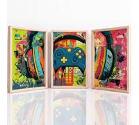 Générique 3Pcs Impression Sur Toile, Street Art Graffiti Tableau Decoration Murale, Jeu Manette Casque Affiche Peintures Pour Salon Chambre Bureau Decor 20 x 30 cm