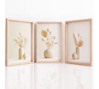 Générique 3Pcs Impression Sur Toile, Wabi-Sabi Tableau Decoration Murale, Beige Vase Fleur Séchée Affiche Peintures Pour Salon Chambre Bureau Decor 29.7 x 42 cm