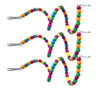 Générique 3pcs Jouets pour Perroquets Perles en Bois Colorées, Balançoire Suspendue en Alliage et Bois, Crochet Mobile, Encourage l'escalade pour Décoration de Cage à Couleur Aléatoire