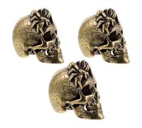 Générique 3pièces Perles Crâne Laiton Breloques Squelette Vintage Perles Espacement Métalliques à Gros Trou pour Création Bijoux DIY Accessoires Gothiques