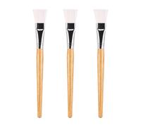 Générique 3pièces Set Pinceaux Applicateurs de Masque Visage Bois Naturel Brosses Plates Douces pour Application Uniforme et Réutilisable Outil Pratique pour Soins Peau