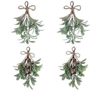 Générique 4 Artificial Mistletoe Garland Picks, Mistletoe Decoration Mistletoe Floral Stems, Mistletoe Decoration with White Berries, Mistletoe Hanging Ornament for Christmas Home Decor
