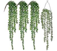 Générique 4 Artificial Spider Plants & Simulated String of Pearls - Artificial Succulents Set | Outdoor Home Decorations | UV-Resistant Faux Greenery for Wedding and Birthday Party Photo Props