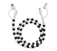 Générique 4-in-1 Beaded Charging Cord&Fast Charging Cable 66W, Cute and Fashionable 3.3ft Beaded Charging Cord 4 in 1, Anti-Winding, No Knotting, Wear-Resistant (Black-White)