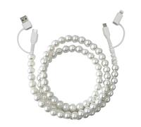 Générique 4-in-1 Beaded Charging Cord&Fast Charging Cable 66W, Cute and Fashionable 3.3ft Beaded Charging Cord 4 in 1, Anti-Winding, No Knotting, Wear-Resistant (White)