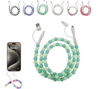 Générique 4-in-1 Beaded Charging Cord, Fast Phone Charger Cable 66W, Multi USB A to Type-C & iOS Cable, Anti-Tangle Design 3.3FT for Multi-device Use (D)