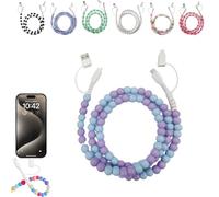 Générique 4-in-1 Beaded Charging Cord, Fast Phone Charger Cable 66W, Multi USB A to Type-C & iOS Cable, Anti-Tangle Design 3.3FT for Multi-device Use (B)