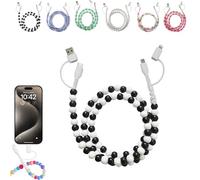 Générique 4-in-1 Beaded Charging Cord, Fast Phone Charger Cable 66W, Multi USB A to Type-C & iOS Cable, Anti-Tangle Design 3.3FT for Multi-device Use (F)