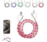 Générique 4-in-1 Beaded Charging Cord, Fast Phone Charger Cable 66W, Multi USB A to Type-C & iOS Cable, Anti-Tangle Design 3.3FT for Multi-device Use (E)
