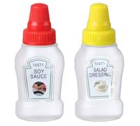 Générique 4 Mini Bouteilles à Presser pour Salade | Bouteilles à Presser pour Sauce de 23 ML avec Bouchon à vis étanche | Mini conteneur portatif de Presse à Condiments de sécurité Alimentaire