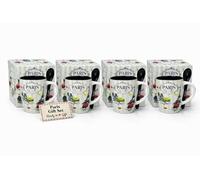 Générique 4 Mugs Souvenir de Paris Tour Eiffel - Tasses en Céramique 320 ml avec Cuillères et Coffrets Cadeaux Prêts à Offrir - Cadeau Original pour Femme, Idée Cadeau Café Thé Chocolat (VERT)