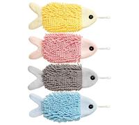 Générique 4 Pack Fish Shape Chenille Hand Towel - Velvet 35x15cm 240g Hanging Microfiber Coral Velvet - Absorbent Bathroom Washcloth for Kitchen Toilet - with Loop