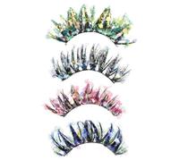 Générique 4 Paires Faux cils colorés et lumineux cils vaporeux aspect naturel colorés spectaculaires cosmétiques en grappe de cosplay fibre artificielle