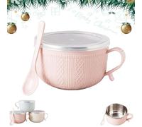 Générique 4 PCS 25 Oz Mug Meals With Lids, 2026 New Mug Meals with Lids, Soup Mugs with Handles and Lids for Soups, Stews, Coffee (Pink)