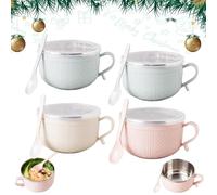 Générique 4 PCS 25 Oz Mug Meals With Lids, 2026 New Mug Meals with Lids, Soup Mugs with Handles and Lids for Soups, Stews, Coffee (4 Pcs*E)