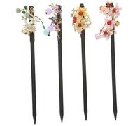 Générique 4 Pièces bâtons de cheveux de fille à cheveux baguettes de cheveux décoratives Chopsticks décoration vintage de cheveux chinois bâtons de cheveux de fleur Métal