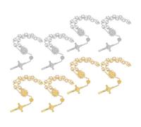 Générique 4 pièces Bracelet Chapelet Catholique Imitation Perle avec Croix et Bordure Décorative Bijou de Prière pour Hommes et Femmes Accessoire Spirituel et Cadeau Communion Mariage