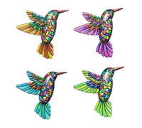 Générique 4 pièces Colibri Mur Art Décor Métal Oiseaux Figurine Décor Extérieur Peint À La Main Mur Art Sculpture Extérieur Suspendu Maison Colibri Sculpture
