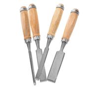 Générique 4 Pièces Ensemble de Ciseaux à Pointe Plate en Acier avec Manche en Bois et Étui en Fonte pour Projets de Menuiserie et Bricolage, Outil Polyvalent à Contrôle Amélioré