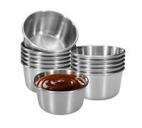Générique 4 pièces - Ensemble de coupelles à sauce en acier inoxydable, mini-plats ronds réutilisables pour les condiments, idéaux pour les fêtes