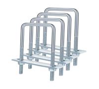 Générique 4 Pièces Fixations en U Carrées pour Remorque Bateau avec Plaque Écrous Rondelles Métal Galvanisé Résistant pour Utilisation Industrielle Scientifiqu, M8 80x100mm
