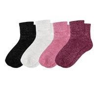 Générique 4 pièces Jolie Motif de broderie Chaussettes à Paillettes,idéal cadeau fille,anniversaire fille,Super chaussettes paillettes et message rigolo,Colorées Mot Fantaisie