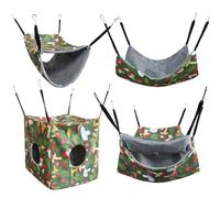 Générique 4 Pièces Lit Suspendu pour Petits Animaux, Hamac De Cobaye, Lit À Se Cacher pour Hamster, Tissu Doux Et Respirable, Combinable Librement, Adapté À Écureuils, Furets, Cage