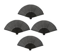 Générique 4 Pièces Lot de Éventails Pliables à Main Noir Style Chinois Ventilateurs Décoratifs pour Accessoires Photo Danse et Performances