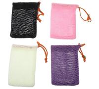 Générique 4 Pièces Lot Savon Maille Exfoliante Antidérapante avec Cordon de Serrage Filet pour Savon Solide Poche à Mousse pour Bain Rangement Rapide et Résistant Nylon