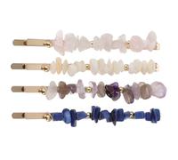 Générique 4 Pièces Pinces à Cheveux Vintage en Alliage Pierres Naturelles, Clips Plats Élégants et Délicats pour Femmes, Accessoires de Cheveux pour Usage Quotidien Style Plusieurs styles