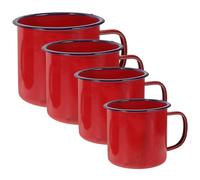 Générique 4 Pièces Tasse Émaillée Rouge Simple et Élégante de 350ml, Facile à Nettoyer et Sûre, Maison Dîners, Petite Tasse de Camping Pratique