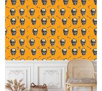 Générique 40×600cm Papier Peint Squelette Vintage Papier Peint Adhesif Mural Chambre Papier Vinyle Adhesif Pour Meuble Squelettes Du Jour Des Morts Rouleau Adhesif Decoratif Mural Salle De Bain