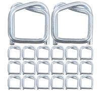 Générique 40 Pièces Boucle de Cerclage en Métal Galvanisé Argenté, Robuste et Sécurisée, Compatible Sangle Poly 19 Mm pour Emballage Temporaire et Expéditions E-commerce