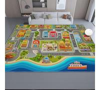 Générique 40 x 60 cm Tapis Entrée Intérieur, Multicolore Antidérapant Tapis Lavable, Pile Courte Tapis Salon Dessin Animé Ville Carte Bâtiment Route pour Dessous, Cuisine, Chambre Chien