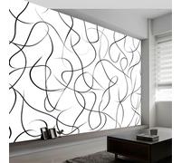 Générique 400 x 280 cm papier peint chambre enfant Noir, Abstrait Géométrie Labyrinthe Murale XXL Poster Tableaux Muraux Tapisserie Photo Trompe l'oeil pour chambre salon cuisine