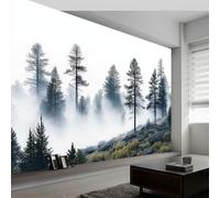 Générique 400 x 280 cmPapier Peint imprimée 3D Style Rustique Naturel Forêt De Pins Tapisserie murale Panoramique Intissé Moderne, Décoration Murale, Écologique, Pour Salon Chambre, Blanc