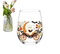 Générique 400ml Stemless Halloween Glass Cup With Ghost Pumpkin Design