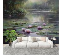 Générique 400x280 cm Seamless Join Easy Install Papier Peint Photo Lac Fleurs De Lotus ThèMe Durable Waterproof Removable Mural 200x140 Cm Vert Papier Peint Anti-Stain Fresque Murale Grande