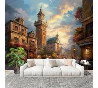 Générique 400x280 cm Seamless Join Easy Install Papier Peint Photo Style EuropéEnRéTroScèNe De Rue Durable Waterproof Removable Mural 200x140 Cm Brun Papier Peint Anti-Stain Fresque Murale Grande
