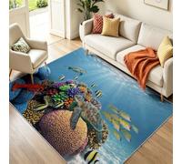 Générique 40x60 cm Tapis Lavable Océan Animal Bleu Tapis Salon et Chambre | Poils Courts, Antidérapant, Cuisine, Salle à Manger, Bureau, Salle de Bain, Entrée, Sous-Marin Tortues De Mer Coral Tapis