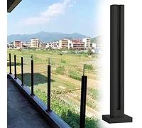 Générique 42" Black Glass Railing Post with Spigot Slot & Sturdy Base - Durable Balustrade System for Stairs, Balcony, Deck, Patio & Outdoor Garden (End Post, H-80cm/31.5")