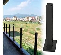 Générique 42" Black Glass Railing Post with Spigot Slot & Sturdy Base - Durable Glass Balustrade System for Stairs, Balcony, Deck, Patio, Outdoor Garden (Mid Post, H-110cm/43.3")