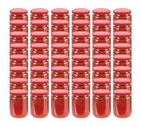 Générique 48 pcs Pots à Confiture avec Couvercle Rouge Verre 230 ML,Maison & Jardin, Arts de la Table & Arts culinaires, Stockage des Aliments, Pots à Miel, Rouge (Poids 8.45KG)