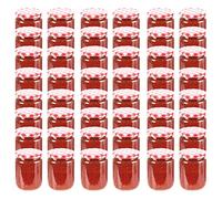 Générique 48 pcs Pots à Confiture Couvercle Blanc et Rouge Verre 230 ML,Maison & Jardin,Arts de la Table & Arts culinaires,Stockage des Aliments,Pots à Miel,Rouge,8.45 KG,50798