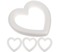 Générique 4pcs Anneaux en Écume Forme Cœur Blanc pour Décoration de Noël Hiver et Église, Accessoires DIY Pouvant être Peints et Collés, Guirlande Festive pour Garçon et Filles