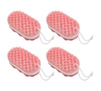 Générique 4pcs Éponges de Bain Douces Rouges, Forme Ergonomique Incurvée, Mousse Riche et Exfoliation Douce Bain Relaxant