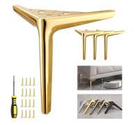 Générique 4pcs Pieds de Meubles en Acier INOX, Jambes de Canapé Remplacement en MéTal Moderne, Noir Doré Argent avec Tapis antidérapant 4'' 5'' 6'' 7'' 8" 10"(Gold,H 7''/18cm)